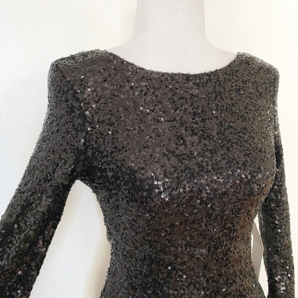 NWT TOBI BLACK SEQUIN SCOOP OPEN BACK MINI COCKTAIL PARTY DRESS - XS - Picture 5 of 11